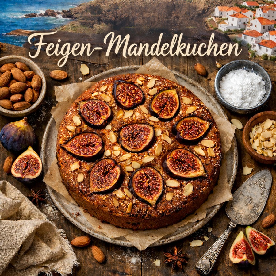 Feigen-Mandelkuchen- Bolo de Figo e Amêndoa