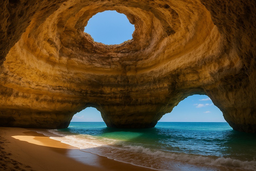 Atemberaubende Höhle von Benagil an der Algarve