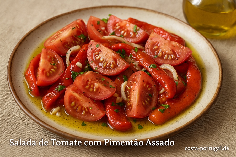 Tomatensalat mit gerösteter Paprika – Portugiesische Salada